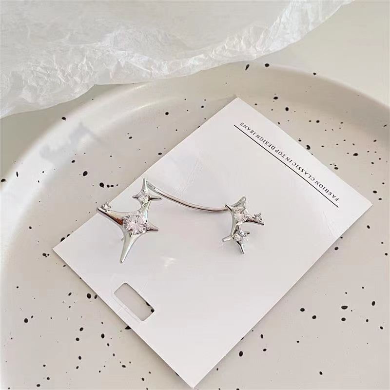 Cool wind, super shiny, star river, irregular cross awn star, integrated ear hook