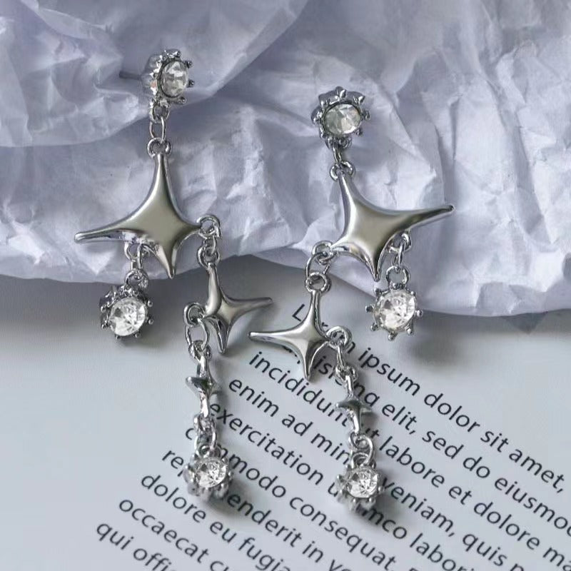 French New Four Star Earrings 2021 Small Fashion Design Earrings Tassel