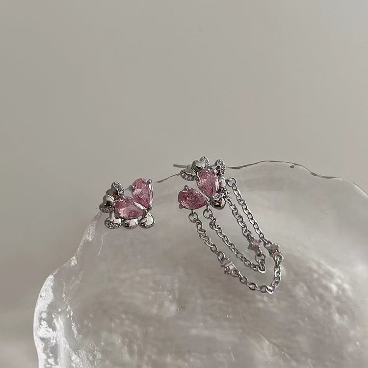 Asymmetrical Zircon Love Earrings Women's Small Personality Simple Versatility Fashion Earrings