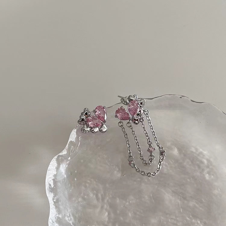 Asymmetrical Zircon Love Earrings Women's Small Personality Simple Versatility Fashion Earrings