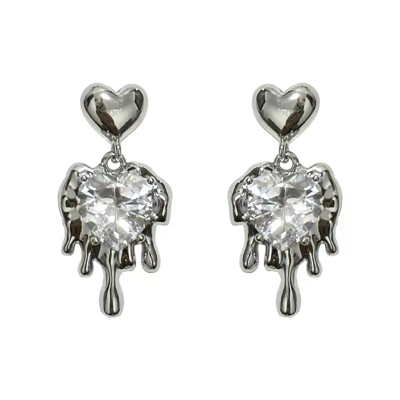 Sweet, cool, cool, caring earrings, female silver liquid drop earrings, small design