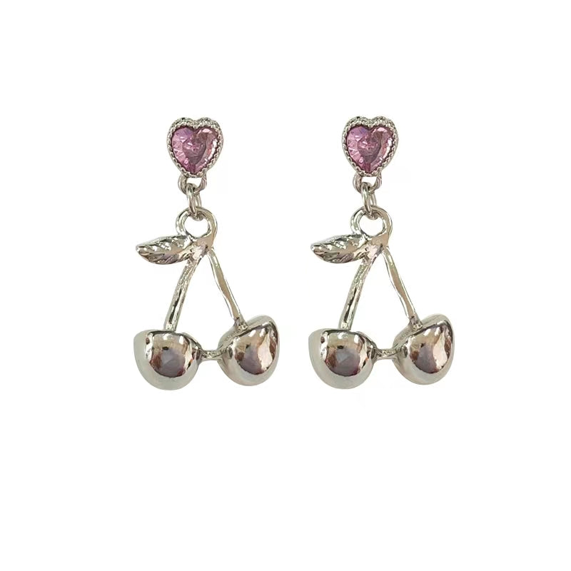 S925 Silver Needle Personalized Metal Style Mesh Red Bowknot Earrings Fashion Cool