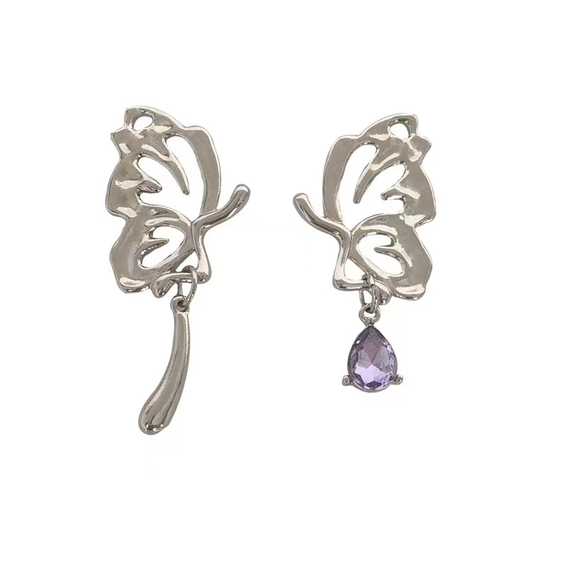 S925 Silver Needle Japanese Korean Style Butterfly Wing Earrings Simple