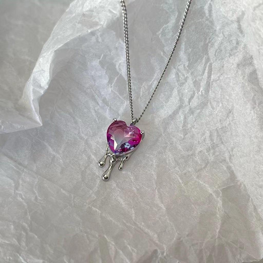 Overall S925 Sterling Silver Zirconium Love Design Earrings Ring Necklace Collar Chain