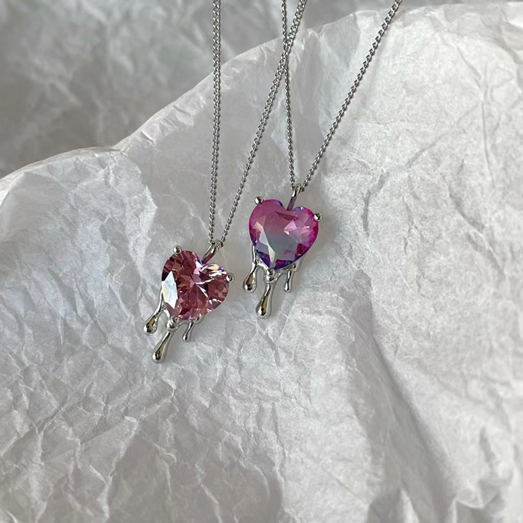 Overall S925 Sterling Silver Zirconium Love Design Earrings Ring Necklace Collar Chain