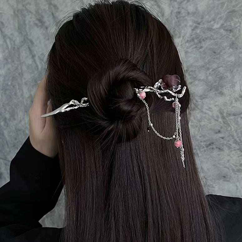 Sweet and cool love bead tassel hairpin New Chinese hairpin Simple modern hairpin hair accessories