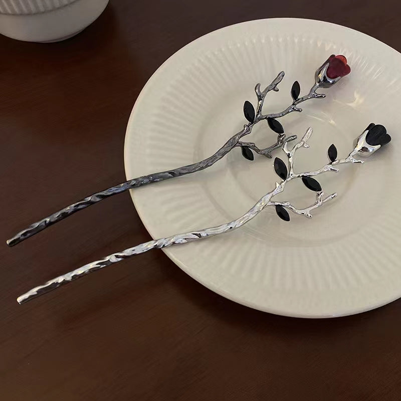 A rose hairpin, retro new Chinese modern metal hairpin, simple and unique