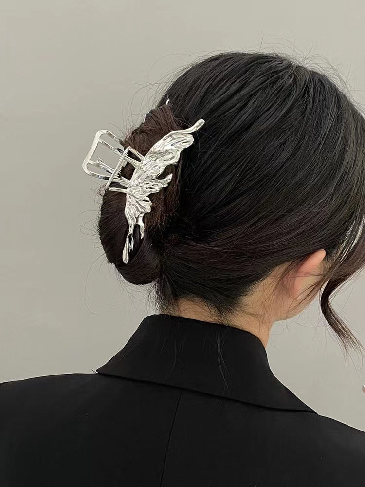 Vintage metal liquid cool wind silver grip shaped hair clip with high quality