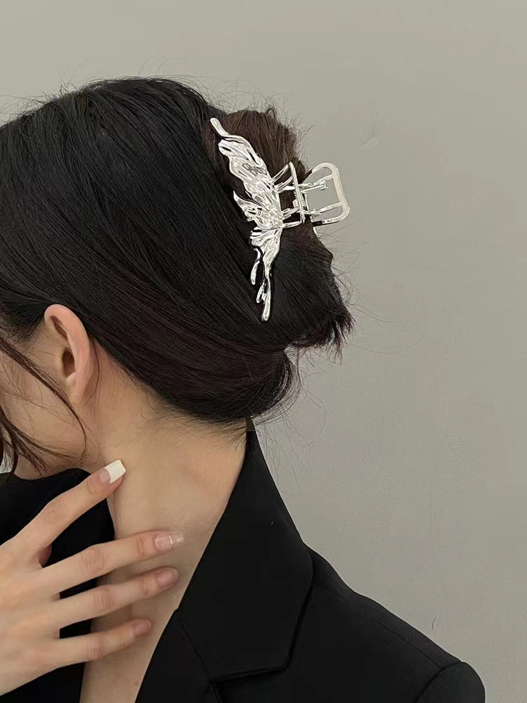 Vintage metal liquid cool wind silver grip shaped hair clip with high quality