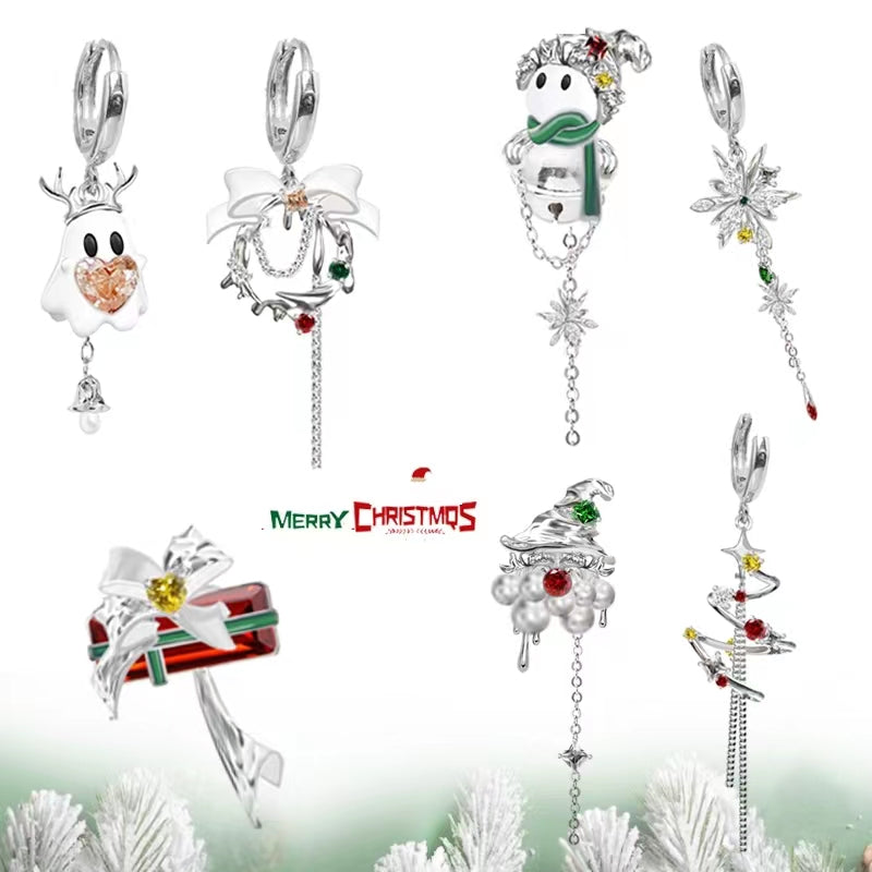 Christmas earrings Sweet autumn and winter small crowd Santa Claus elk earrings