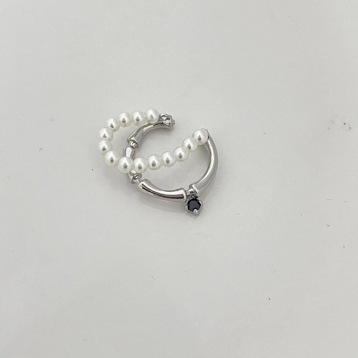 Tassel wheat ear ring niche design, ink and bamboo knot pearl opening feeling ring, female cold wind beaded finger