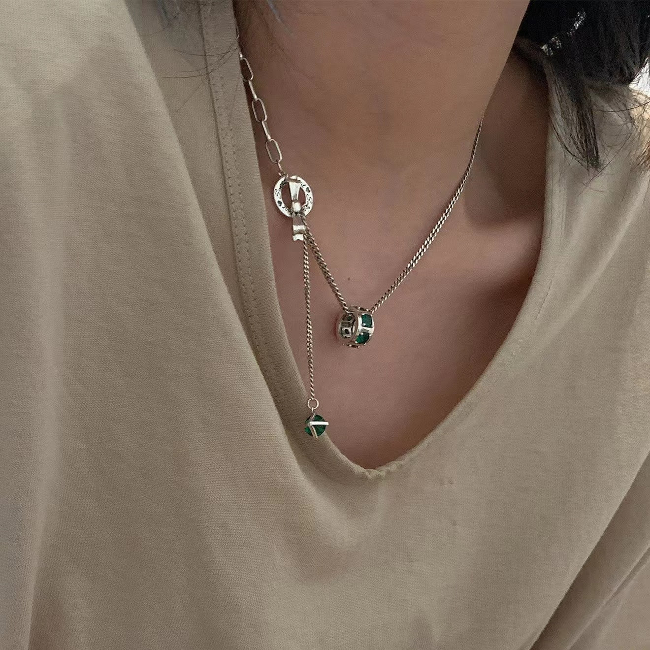s925 sterling silver zirconia OT buckle bow necklace sweater chain female autumn and winter light luxury niche design sense fashion senior