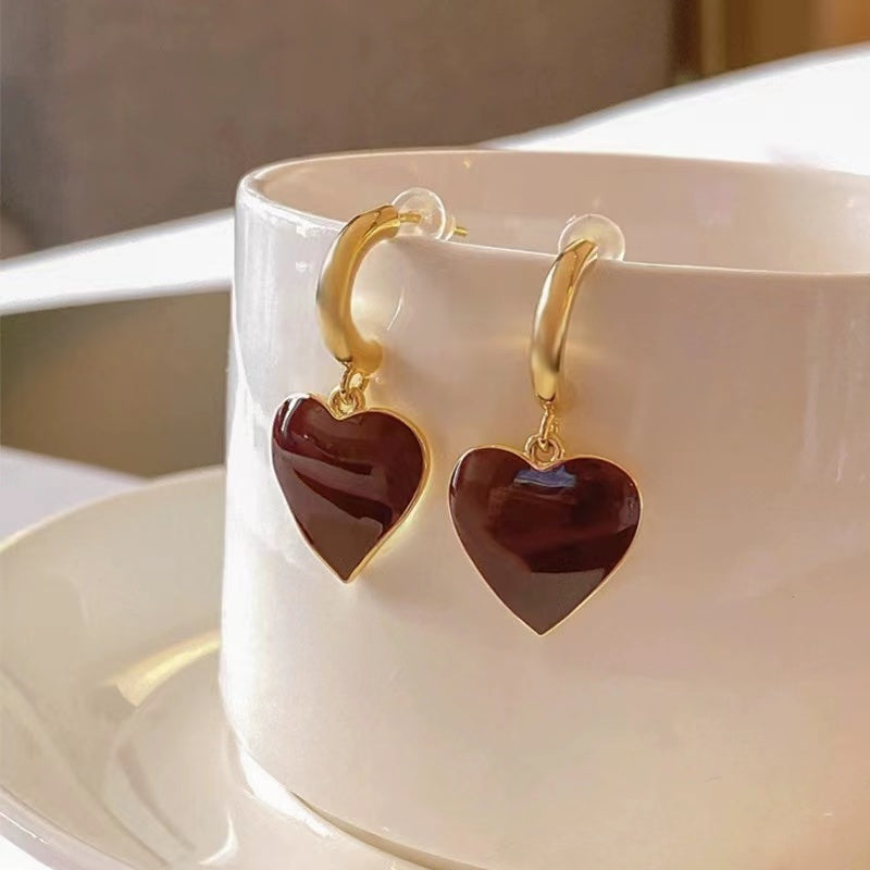 Bright color jewelry wine red earrings