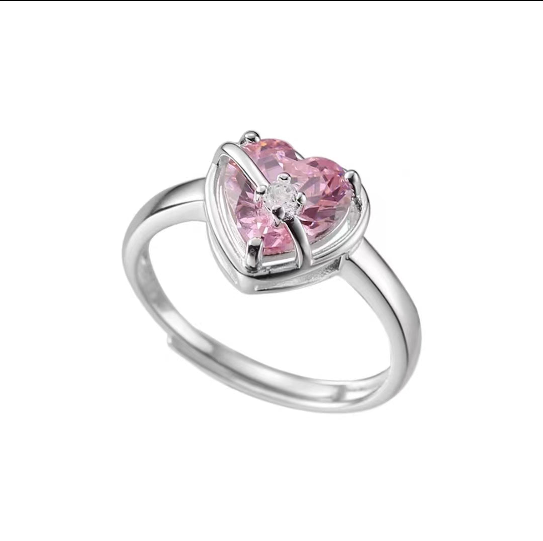 Pink gemstone fashion personality high class feeling ring