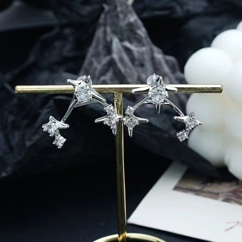 Four mangoes earrings female niche design sense net red geometric silver needle earrings autumn and winter with fashion senior sense earrings
