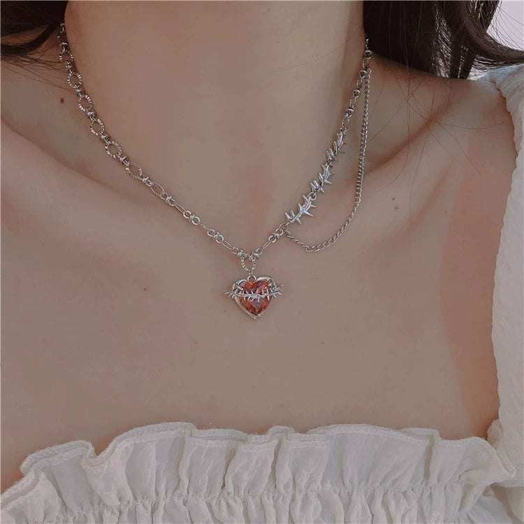 Original design personalized trendy pink zirconia necklace