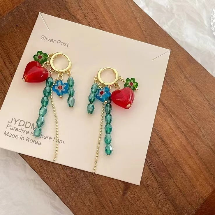 spring and Summer Flower Earrings Vintage Beaded Tassel