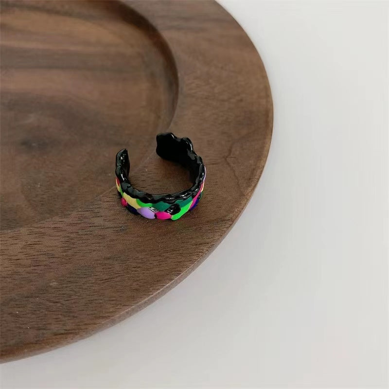 Handmade oil dripping non-fading niche design ring