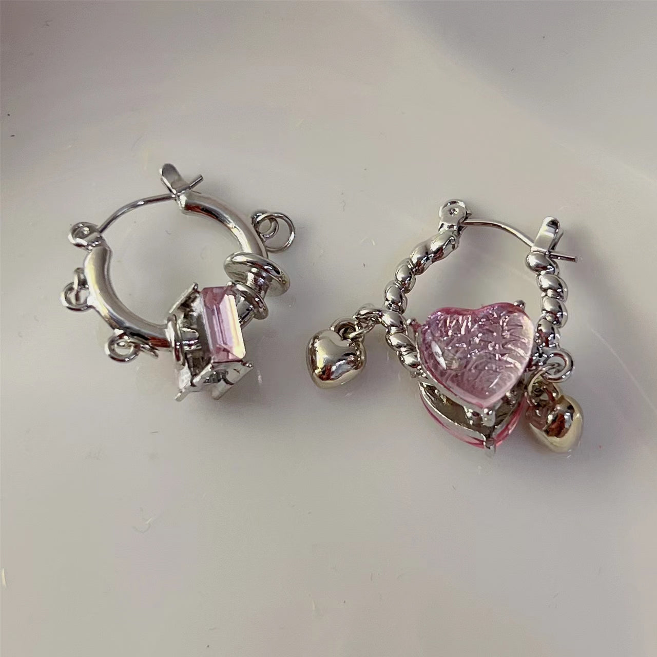 Pink Crystal Love Earrings are lovely and sweet
