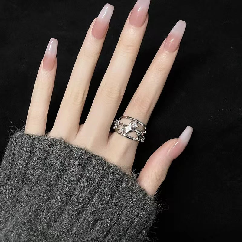 Niche design sense irregular set diamond zircon simple ins cold wind senior light luxury index finger ring female