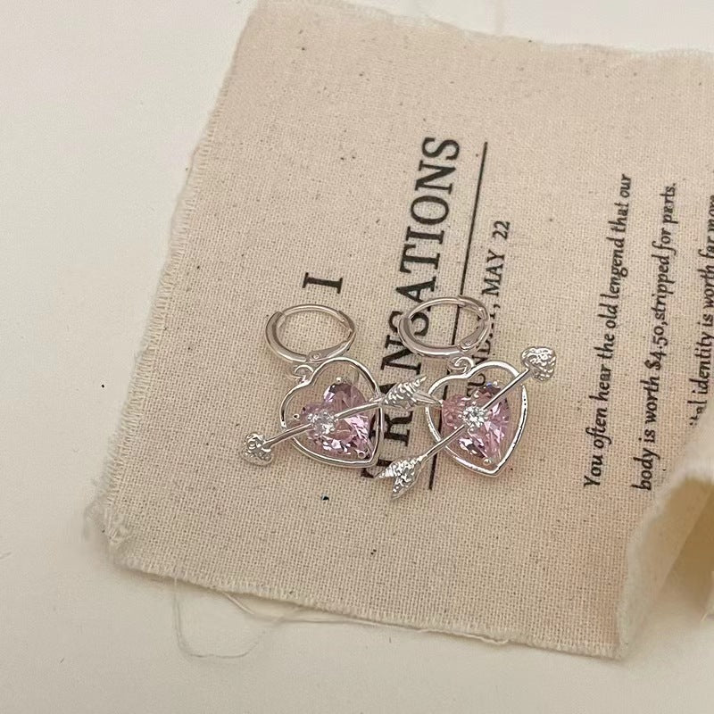 Sweet cool style one arrow through the heart earrings