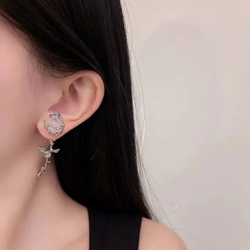 Pink Zircon Rose Earrings