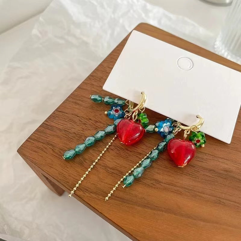 spring and Summer Flower Earrings Vintage Beaded Tassel