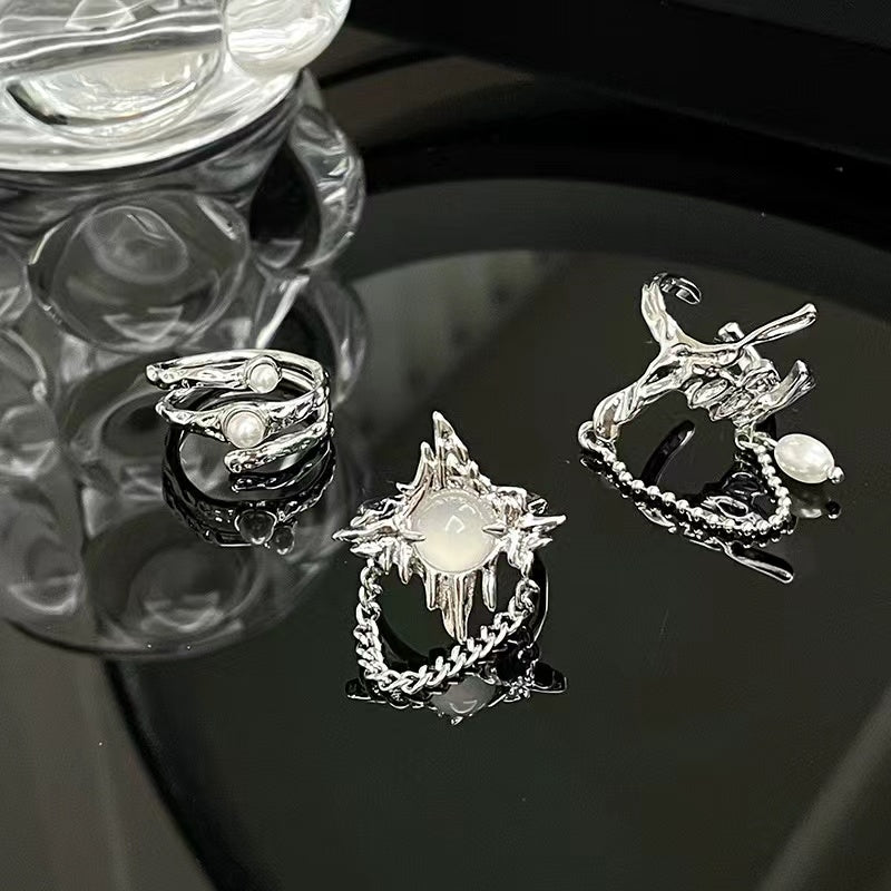 Niche design sense moonstone ring open ring