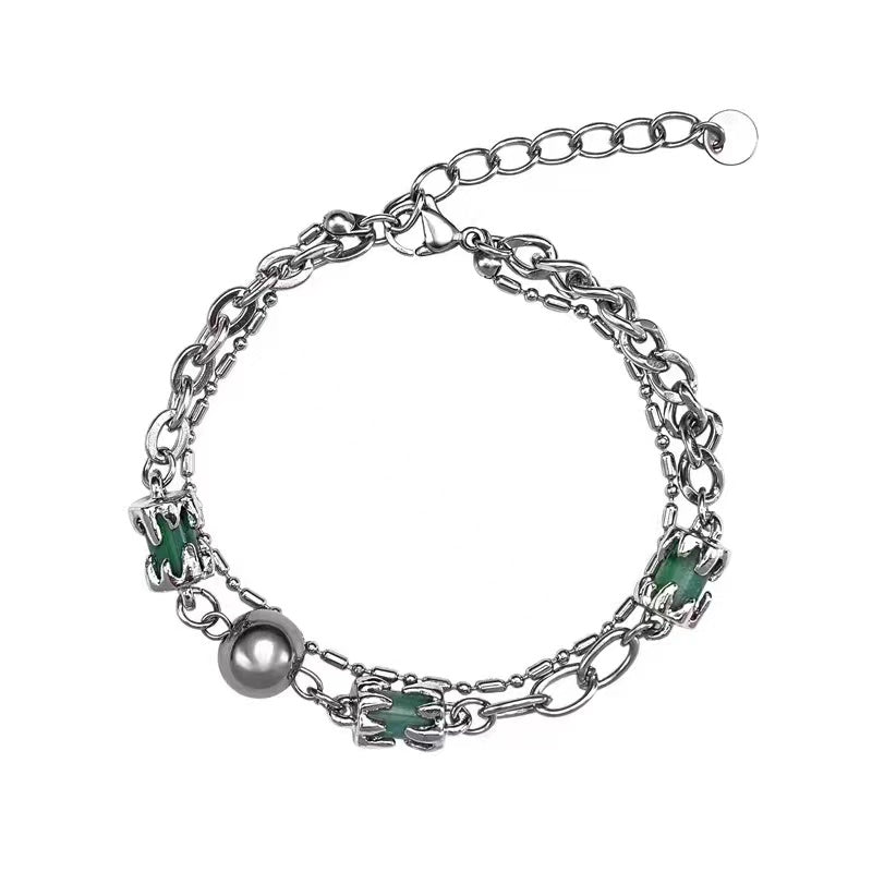 Double stacked wearing pearl splicing bamboo bracelets for men and women 2022 new niche design senior sense of personality hand jewelry