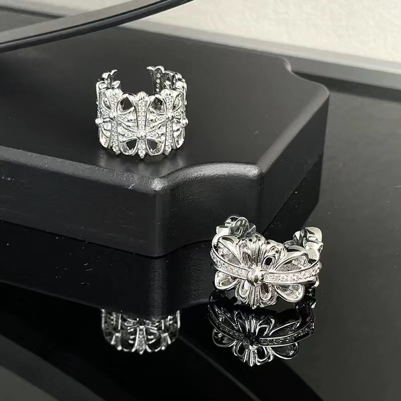 Niche design sense ins cold wind cross vintage personality fashion heavy ring