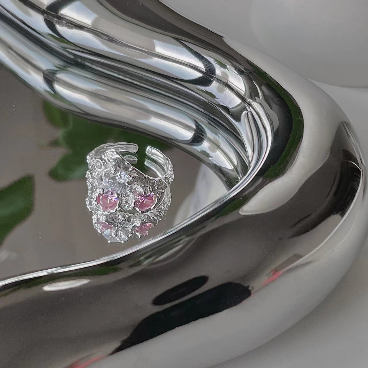 Spicy Sweetheart 925 Sterling Silver Pink Diamond Love Ring