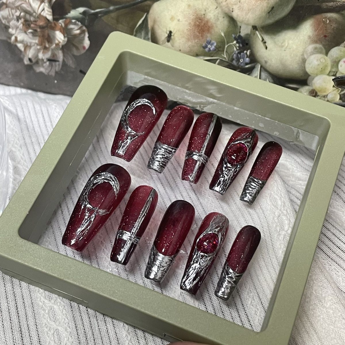 Silver Fusion Dark Moon Nails