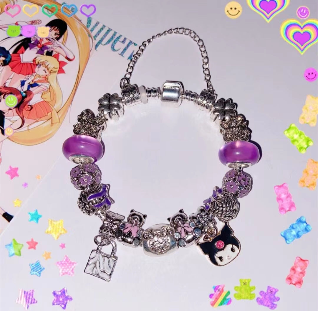 Beaded crystal bracelet Lucite blue star bracelet transfer beads hand jewelry