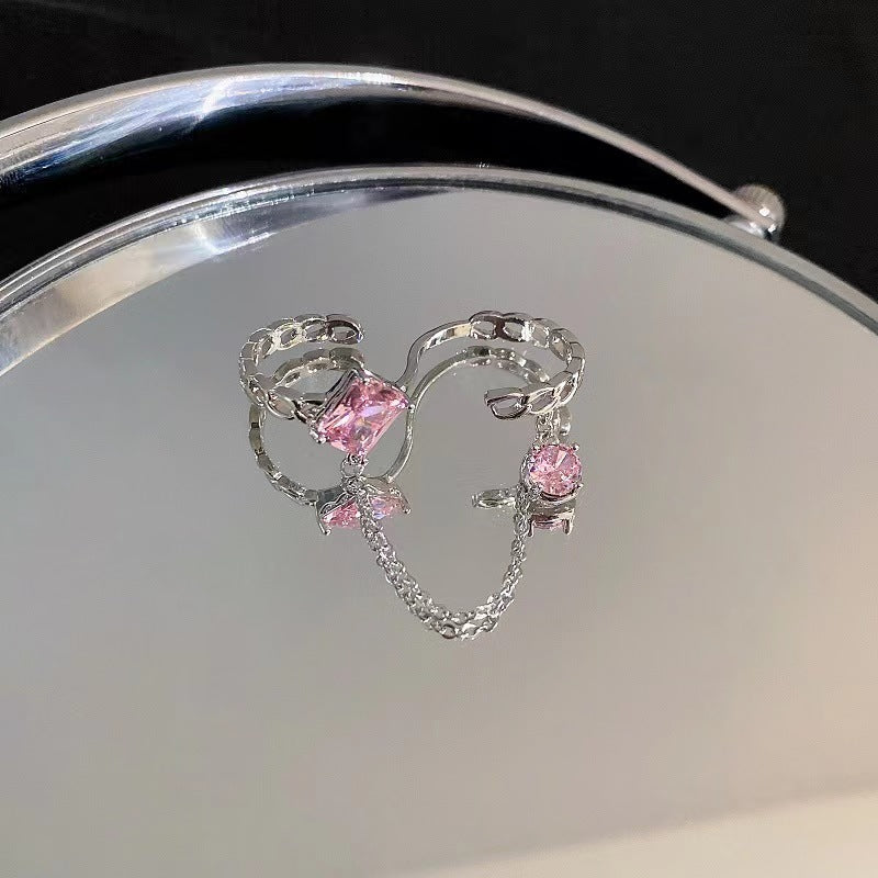 Zircon diamond ring heart opening ring temperament light luxury high sense ring