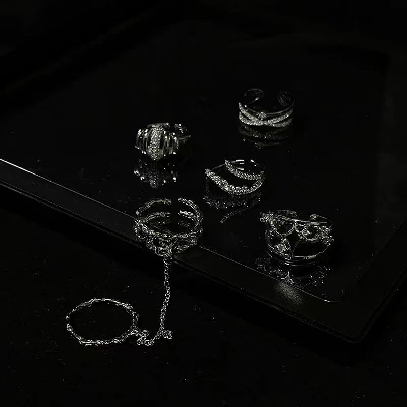 Niche design sense irregular set diamond zircon simple ins cold wind senior light luxury index finger ring female