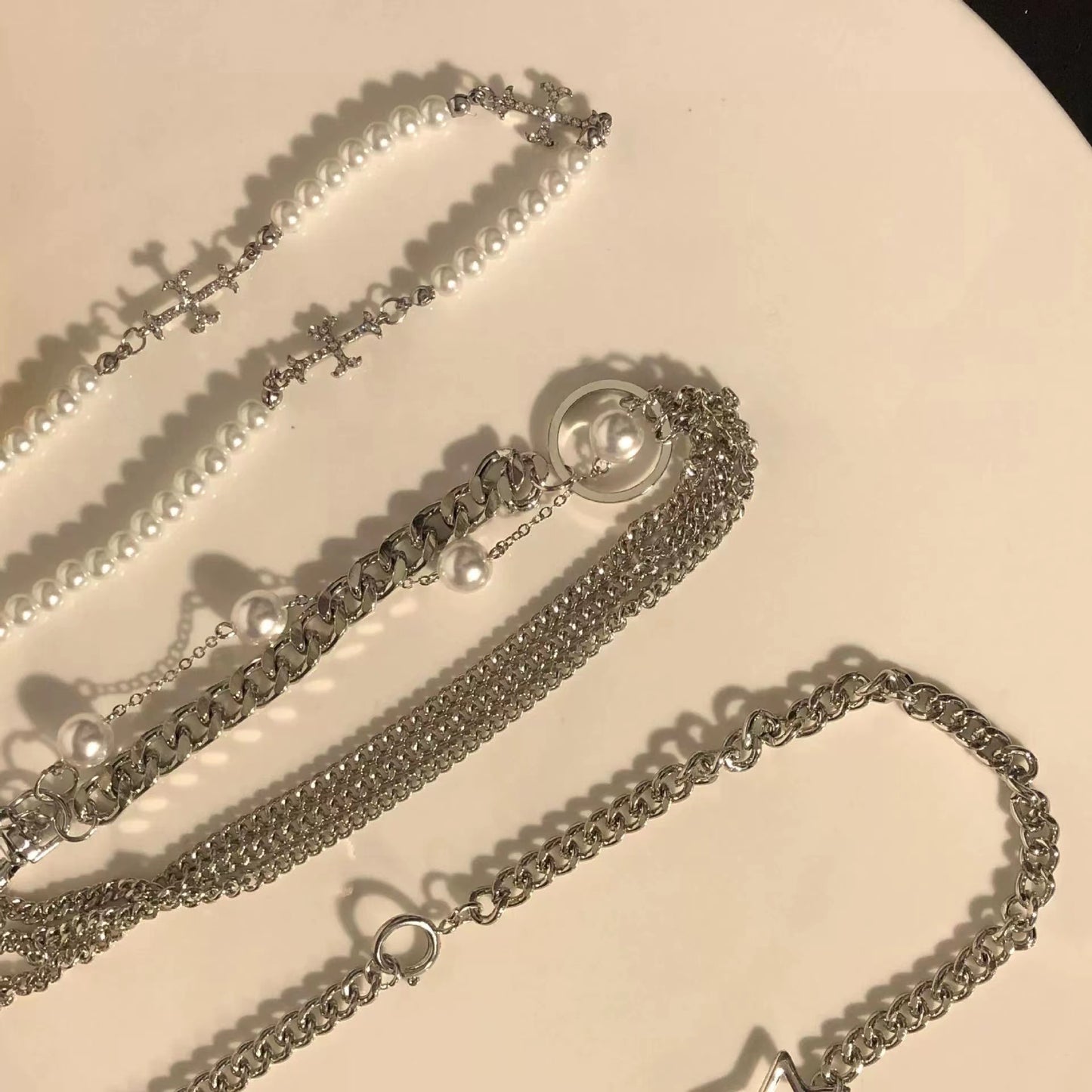 Pearl pentagram metal necklace