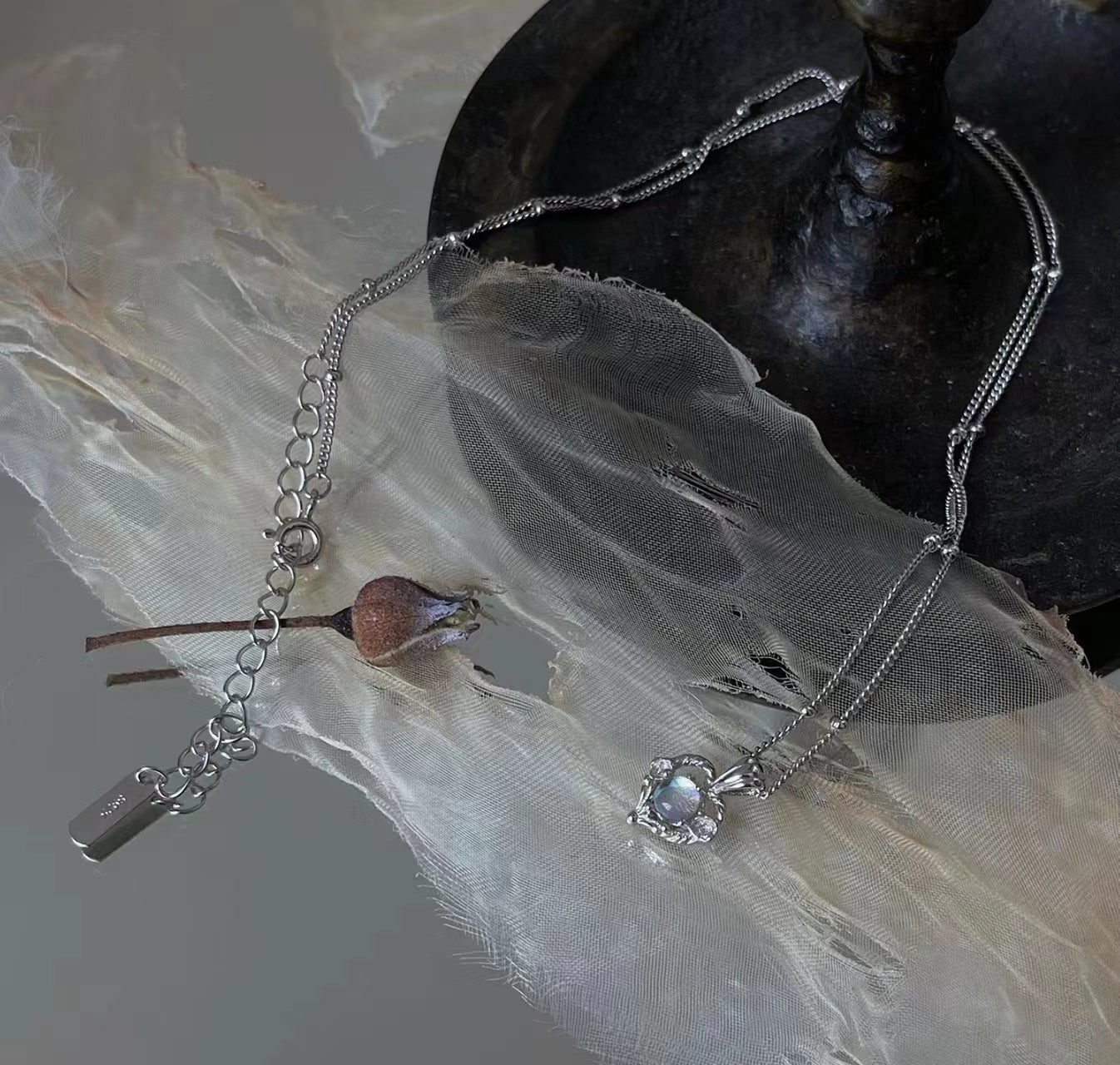 925 silver muscle love earrings necklace ring set to raise ear piercing anti-allergy
