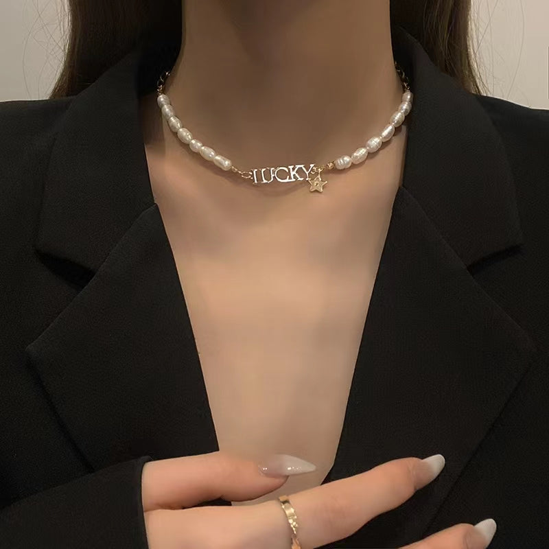LUCK pearl chain vintage necklace