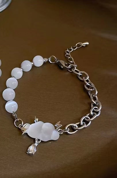Cat's eye stone aubergine drop bracelet with diamonds
