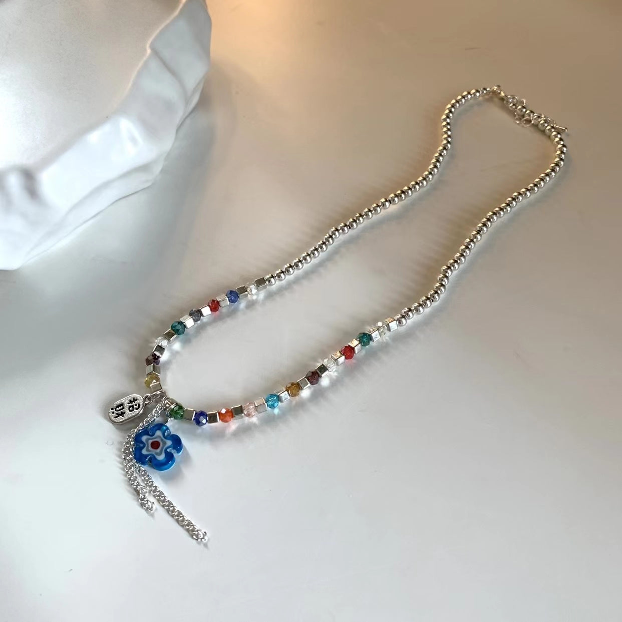 Colorful beaded necklace new female explosive collarbone chain