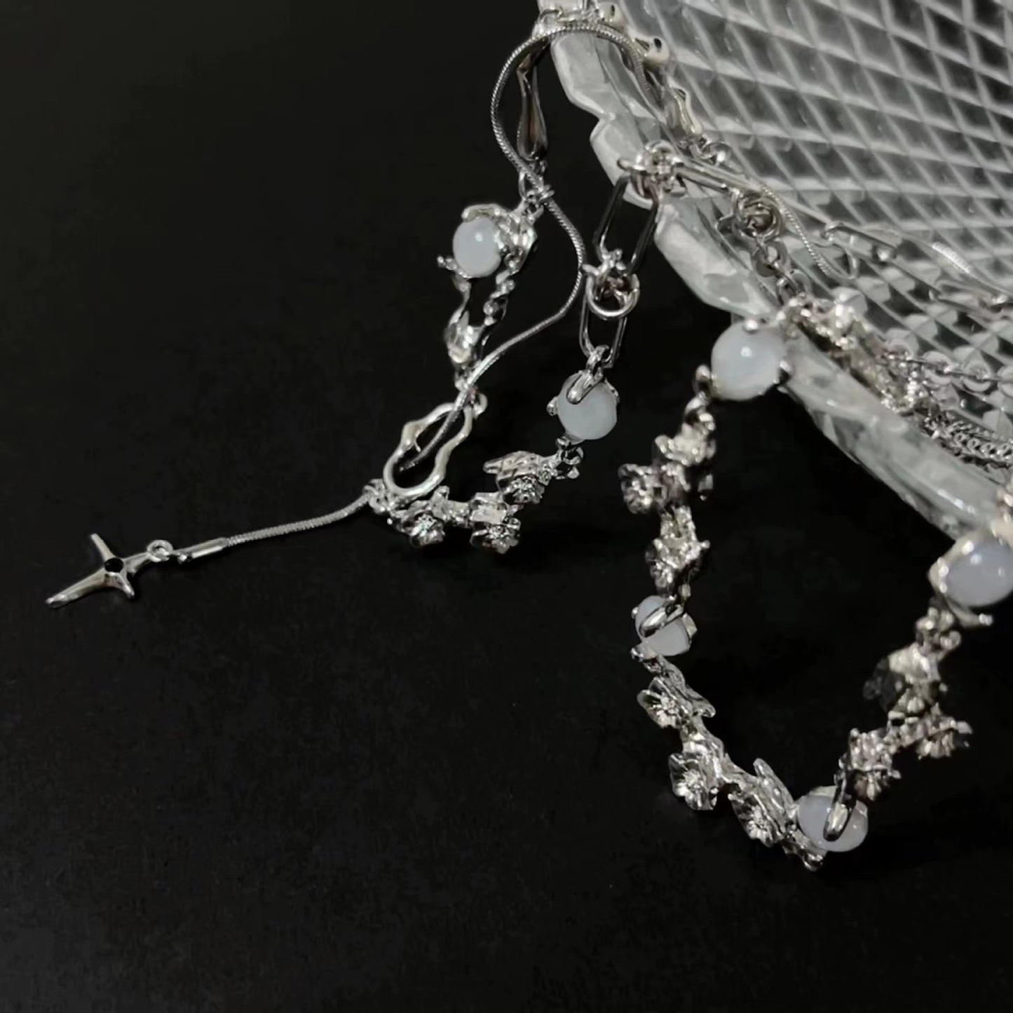 Moonstone necklace with myriad patterns