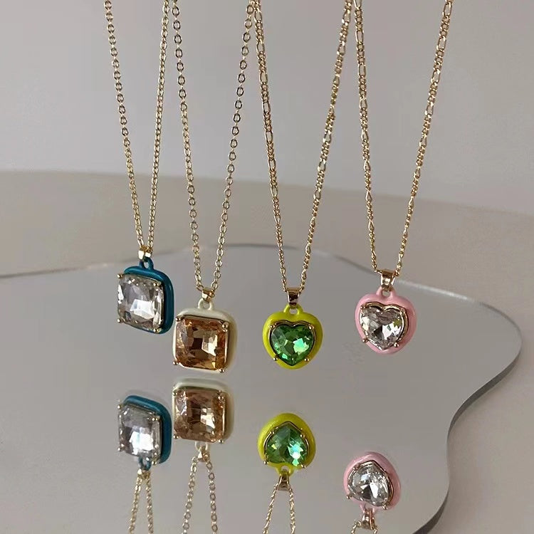 Colorful square love necklace