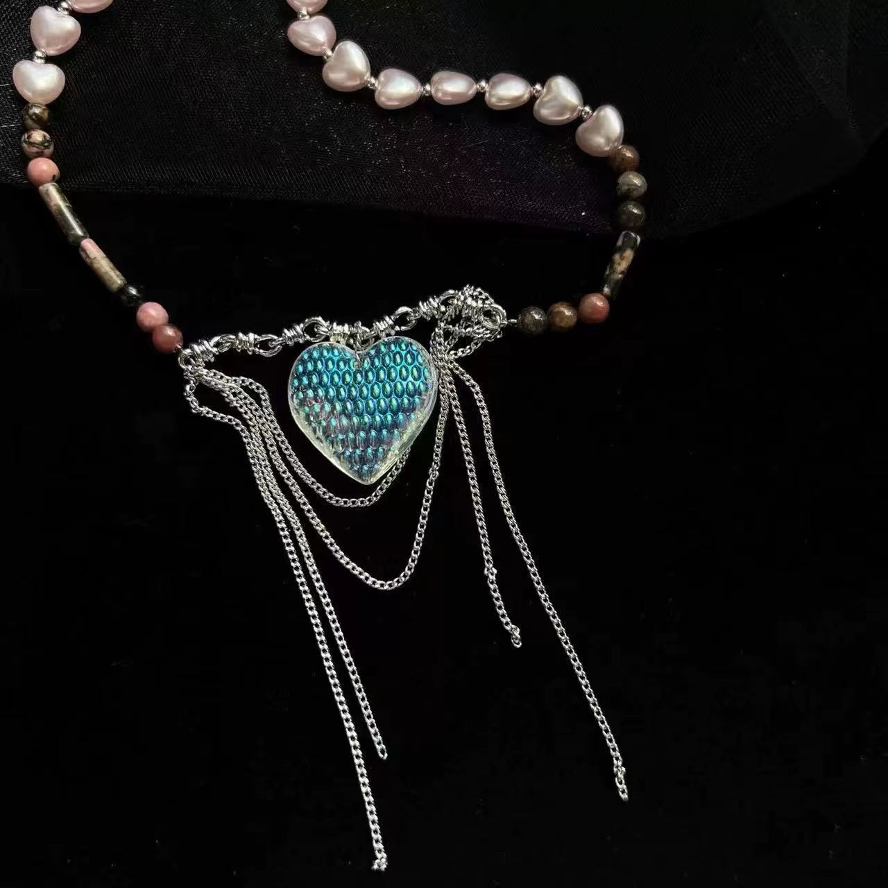 Splicing pearl dazzling mermaid girl love bamboo necklace