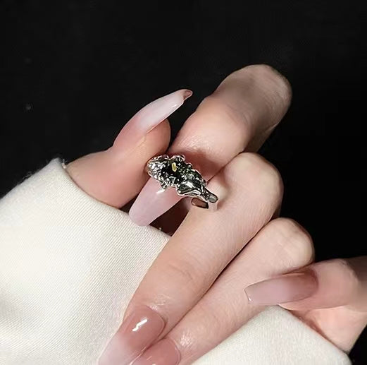 Niche original design sense pearl with diamond zircon open gemstone simple French premium net red women's ring