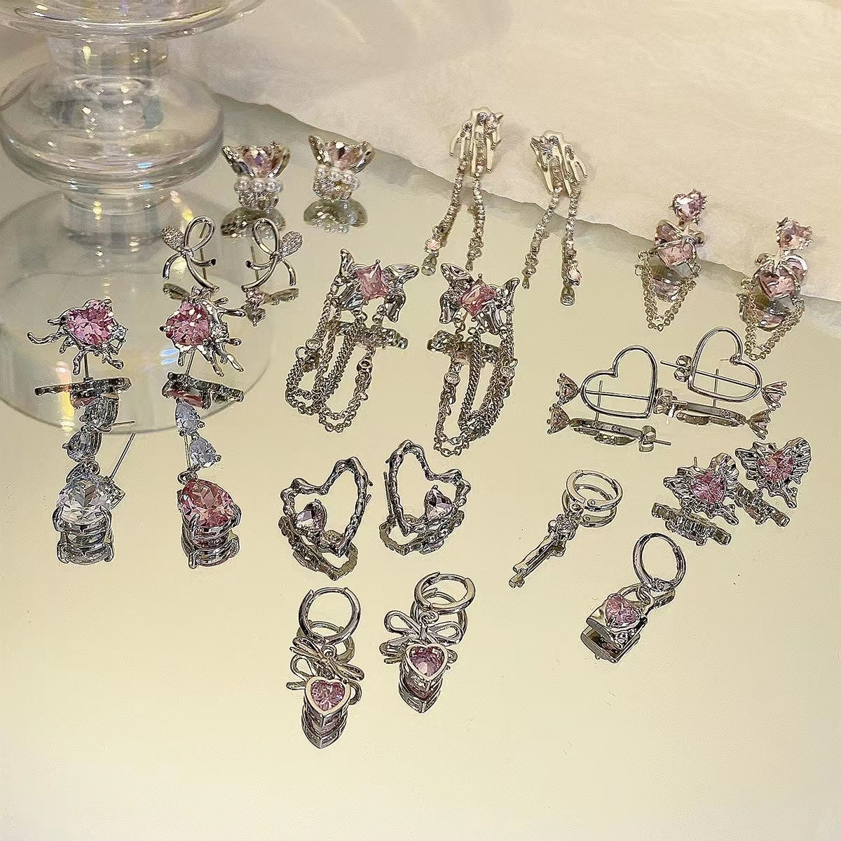 Love key lock irregular tassel earrings niche versatile personality cold wind earrings accessories