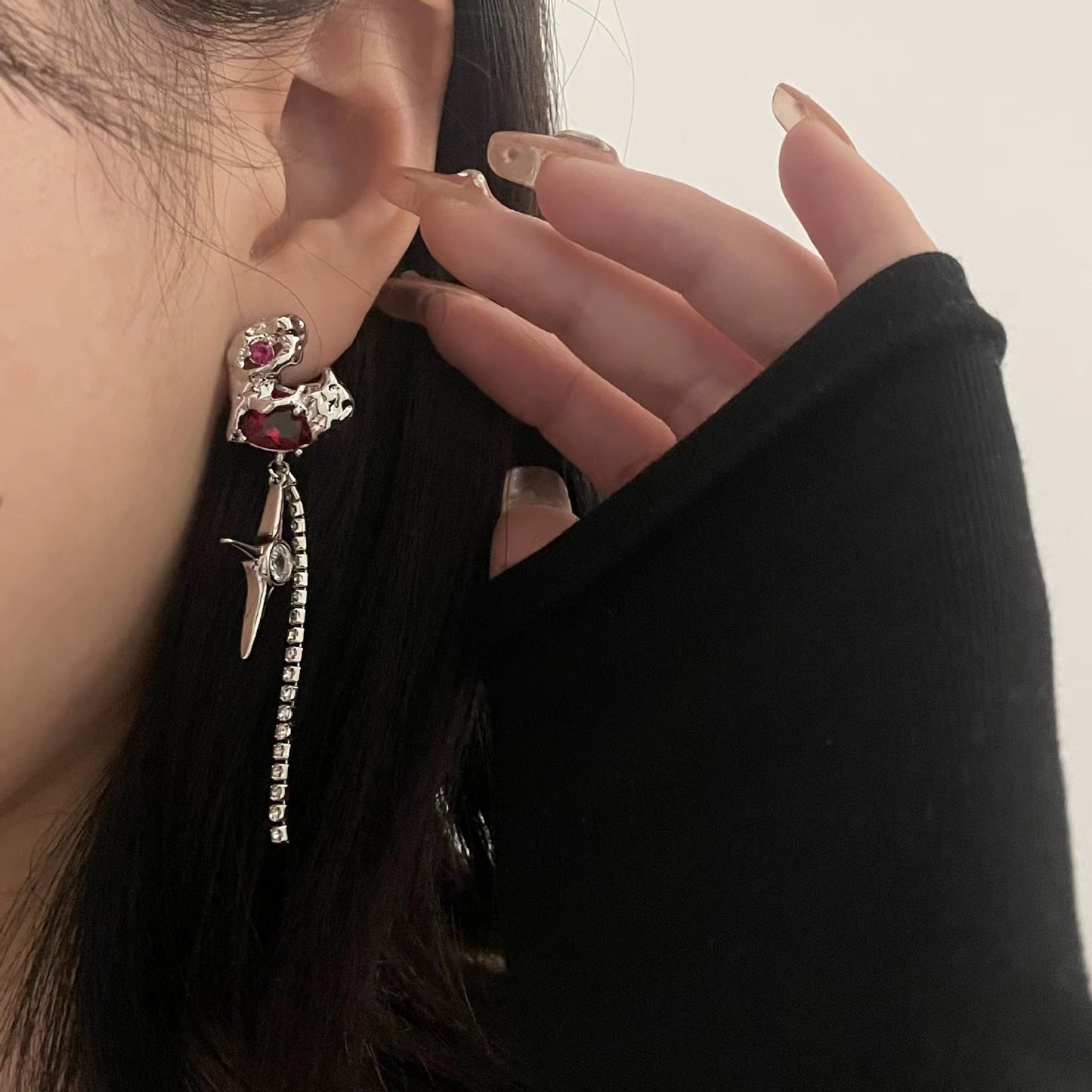 Ruby love Tassel Earrings