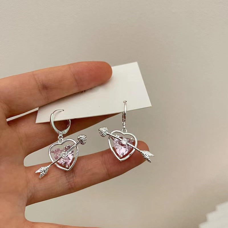 Sweet cool style one arrow through the heart earrings