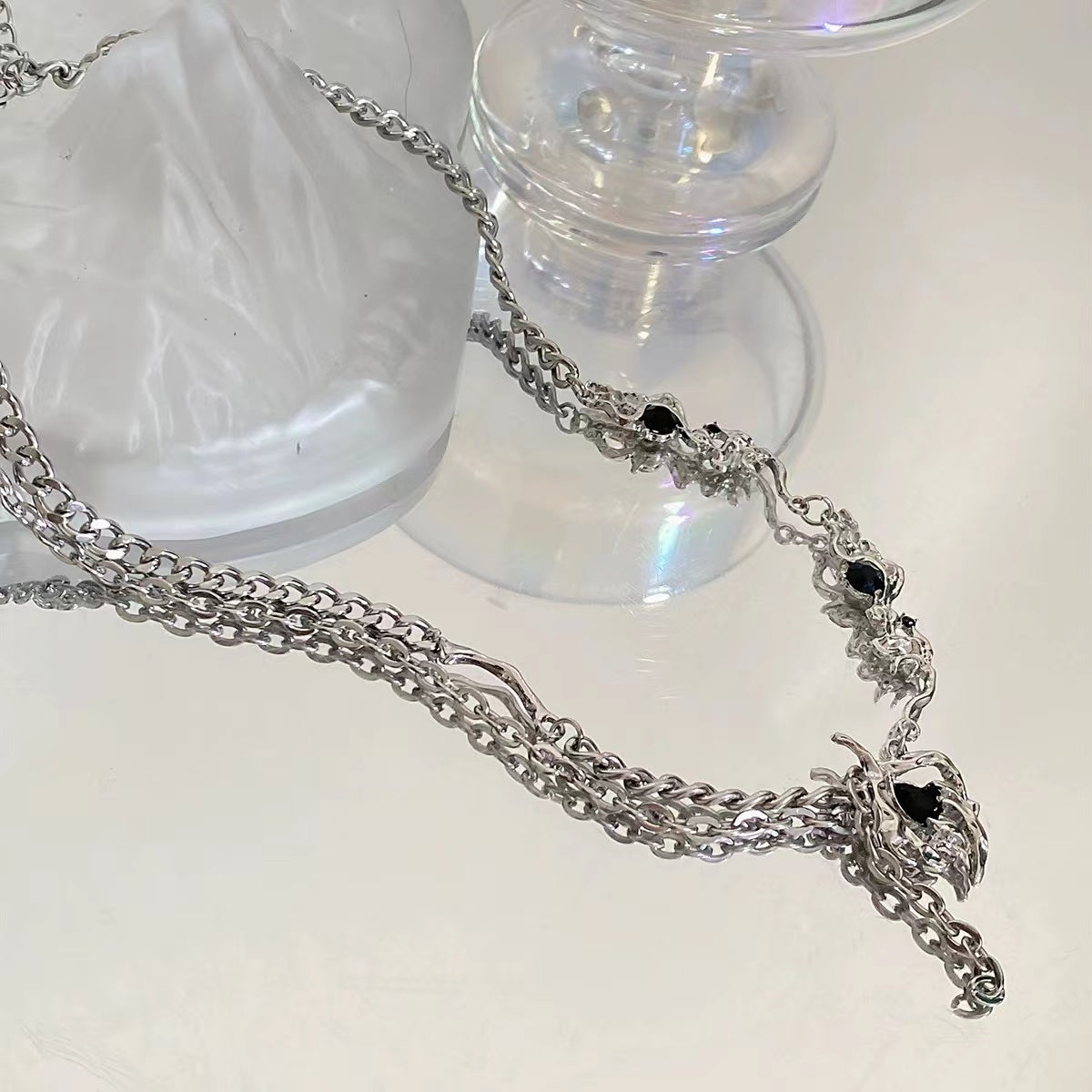Liquid spider web tassel necklace