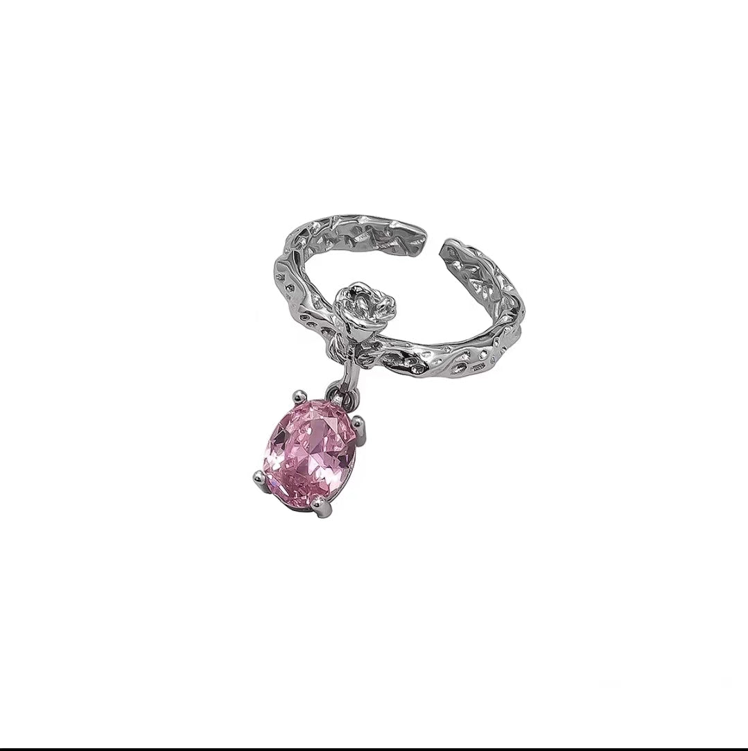 y2k hot girl millennium accessory pink love zirconia ring