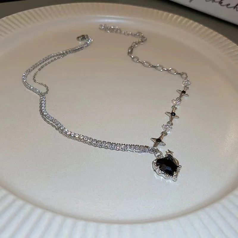 Sweet cool hot girl set diamond love mansard necklace fashion creative design sense